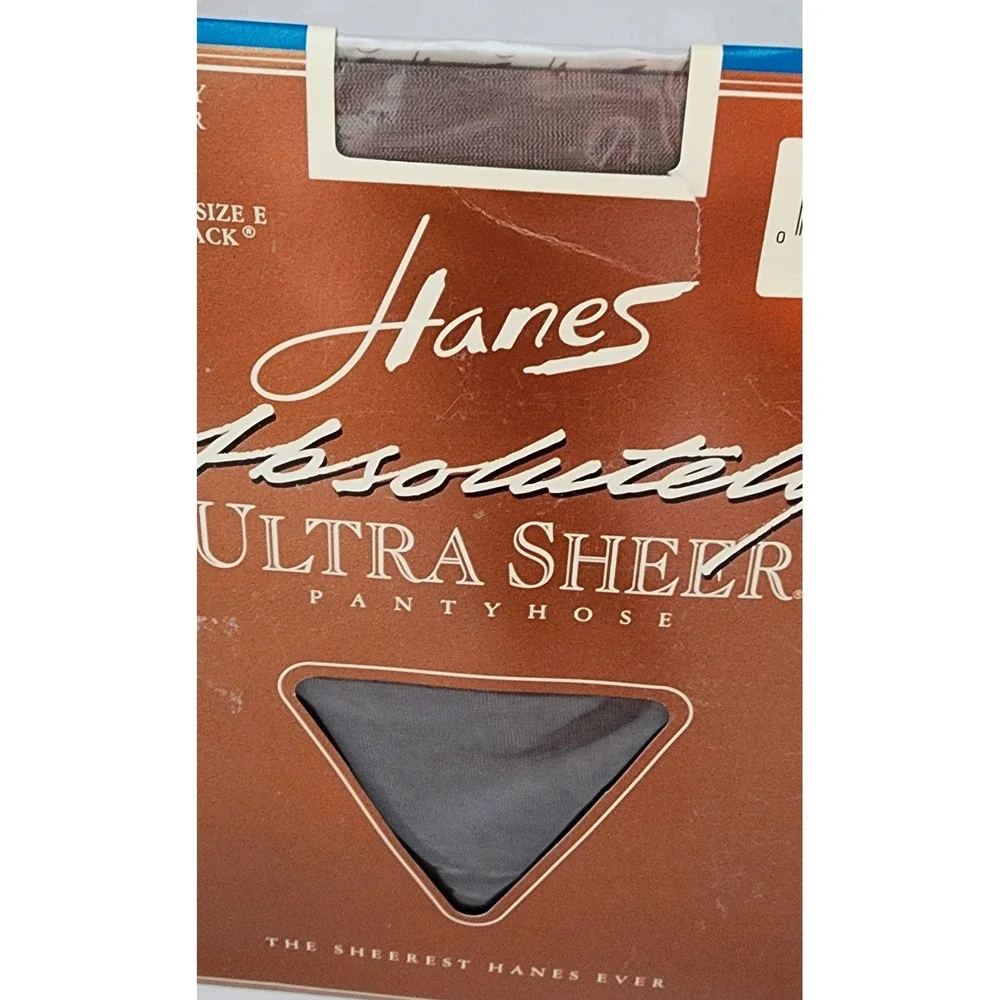 Hanes Absolutely Ultra Sheer Pantyhose Size E Barely Black NEW Control Top 707